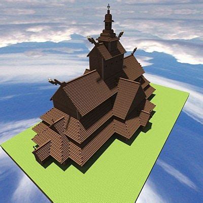 Viking Stave Church Temple 10th Century Minecraft Project