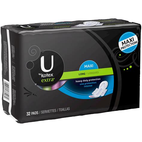 Kotex Extra Long Maxi Pads with Wings, Unscented, 32 Count