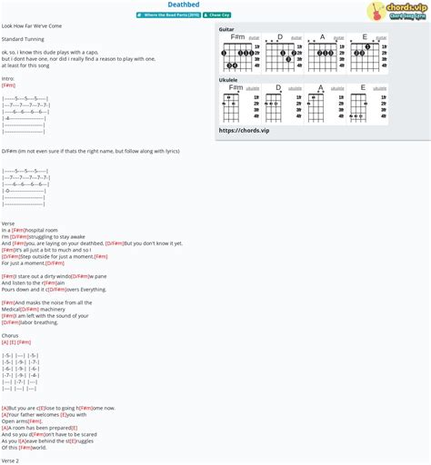 Chord: Deathbed - tab, song lyric, sheet, guitar, ukulele | chords.vip