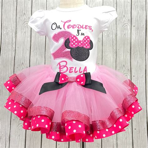 Minnie Mouse Birthday Outfit, Minnie Mouse Shirt and Tutu Outfit, Hot Pink Minnie Mouse Birthday ...