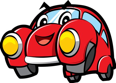 Cartoon cute red colour car with happy smiling character illustration 18732209 PNG