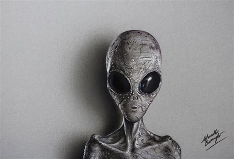 Grey Alien DRAWING by Marcello Barenghi by marcellobarenghi on DeviantArt