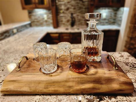 Whiskey Serving Tray Whiskey Decanter Tumblers Board - Etsy