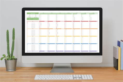 Monthly Calendar Spreadsheet Template, Google Sheets Template, Task ...