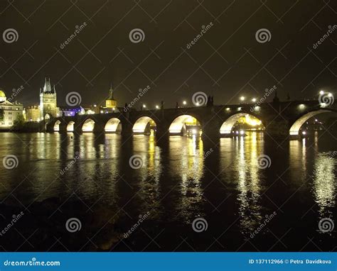 Prague Night Charles Bridge Stock Photo - Image of travel, prague ...