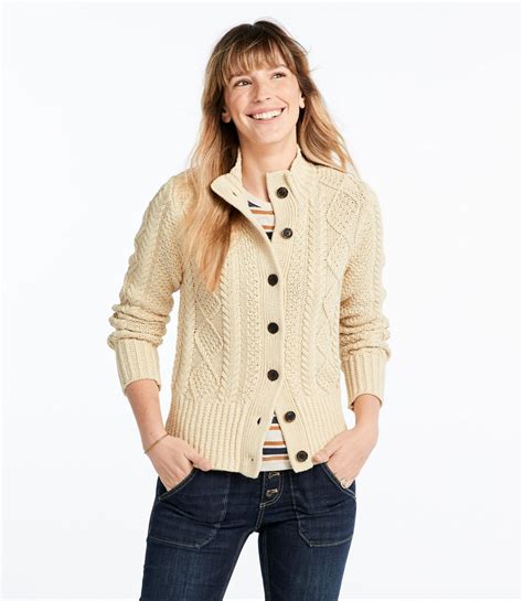 Women's Signature Cotton Fisherman Sweater, Short Cardigan at L.L. Bean