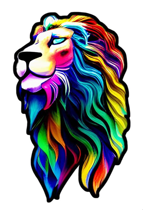 Rainbow Artistic Lion Painting by Design Joker in 2024