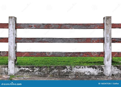 Old Wood Fence in Garden with Plant Isolated on White Background Stock ...