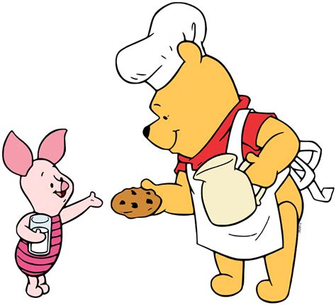 winnie the pooh and piglet cartoon characters with one holding a cookie in their hand