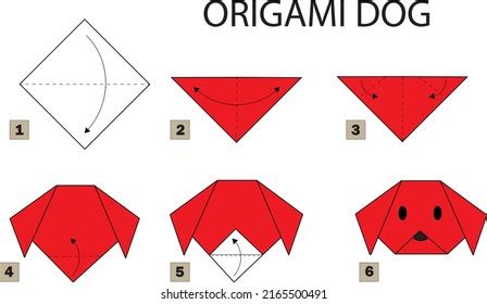 Origami Dog Face Easy Only 6 Stock Vector (Royalty Free) 2165500491 ...