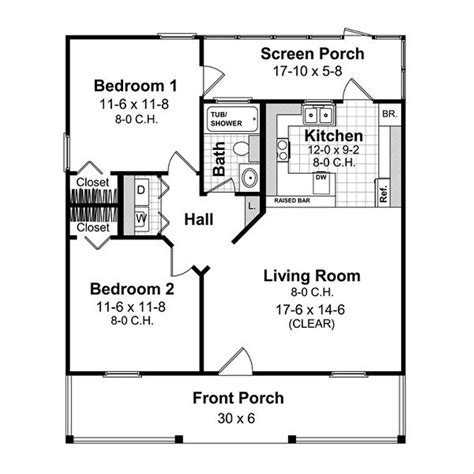 Cottage Style House Plan - 2 Beds 1 Baths 800 Sq/Ft Plan #21-211 - Houseplans.com