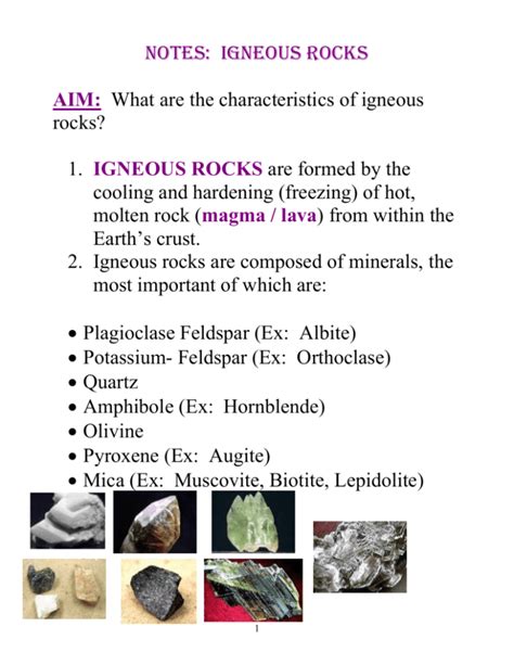 NOTES: IGNEOUS ROCKS