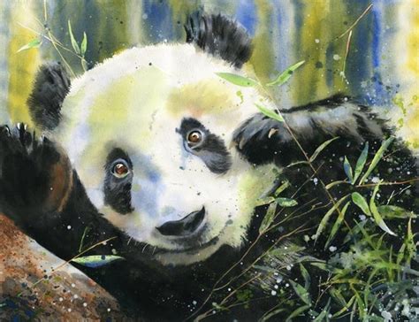 Panda art PRINT Watercolor Painting Wildlife Asian art Nursery