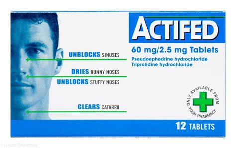 Actifed® 60 mg/2.5 mg Tablets – 12 Tablets #P - Lucan Village Pharmacy