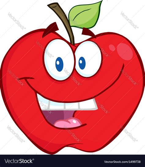 Smiling apple cartoon character Royalty Free Vector Image