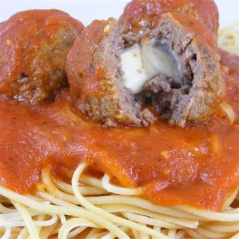 Mozzarella Stuffed Meatballs & Spaghetti