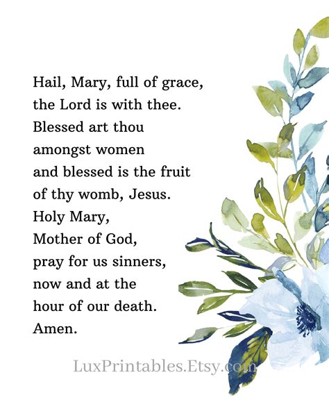 Hail Mary Prayer Printable