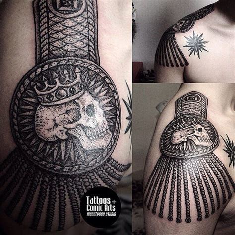 15 Fancy Epaulette Tattoos For Your Shoulders | Prison tattoos, Russian tattoo, Star tattoos