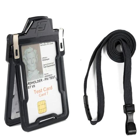 Identity Stronghold - Secure RFID Badge Holder for 1 Card and Lanyard ...