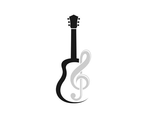 Abstract guitar silhouette with music note inside 4995985 Vector Art at ...