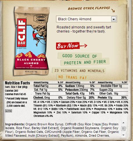 Nutrition Facts Clif Bar – Nutrition Ftempo