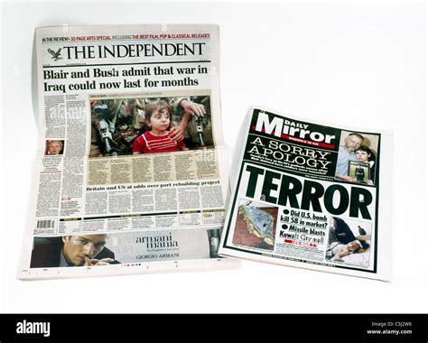 Newspapers Tabloid & Broadsheet Independent & Mirror Gulf War Stock Photo - Alamy