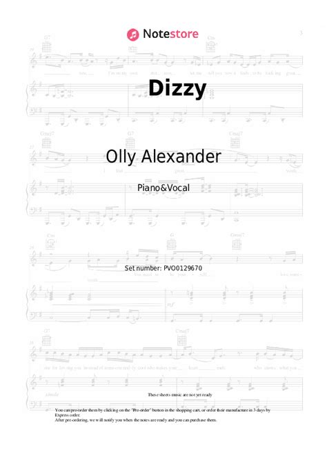 Dizzy piano sheet music and voice Olly Alexander in Note-Store.com | Piano&Vocal SKU PVO0129670