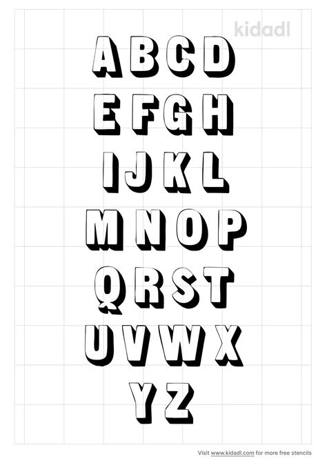 Free Block Letters With Shadow Font Stencil | Stencil Printables | Kidadl