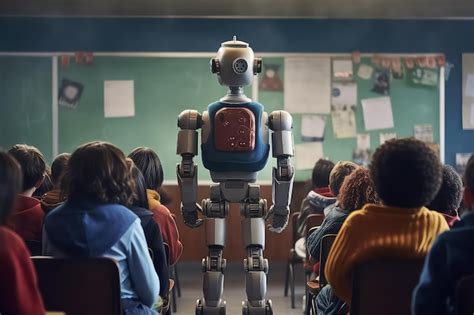 Premium Photo | Robot teacher teaches a lesson at school AI