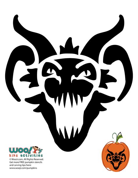 Scary Dragon Head Pumpkin Face Stencil | Woo! Jr. Kids Activities : Children's Publishing