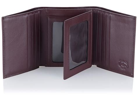 Brown Trifold Leather Wallet With RFID Blocking and ID Window - Stealth Mode Leather