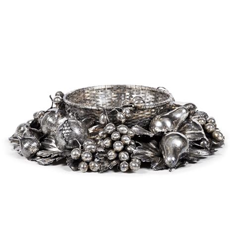 An Italian Silver Fruit Basket Centerpiece, Attributed to Buccellati, Late 20th Century ...