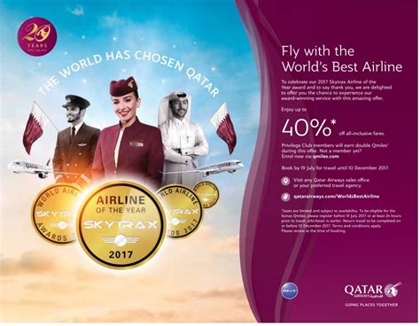 Qatar Airways 40% Off Sale Until July 19, 2017 | Qatar Discounts and Qatar Promotions | Best ...