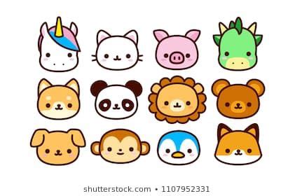 Vector Set Of Cute Cartoon Animals Isolated | Cute easy drawings, Cute ...