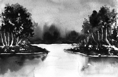 Monochrome Landscape, summer time Painting by Green Palace - Pixels