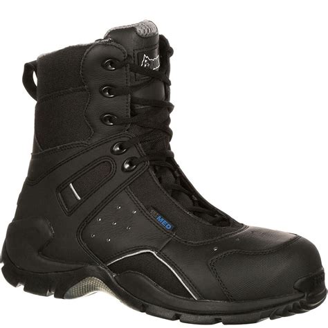 Rocky Men's 1ST Med Side-Zip WP Safety Boots - Black | elliottsboots