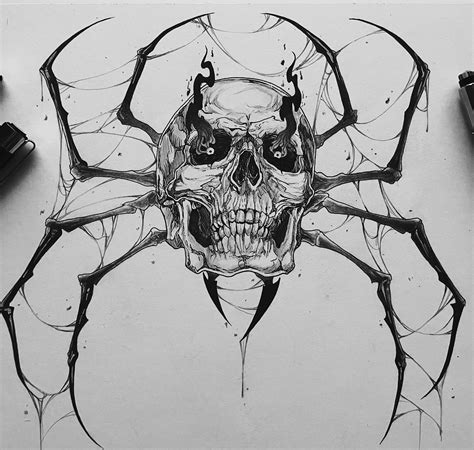 Skull spider design I made! : r/TattooDesigns