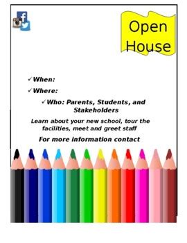 School open house editable and fillable flyer by Principal Printable