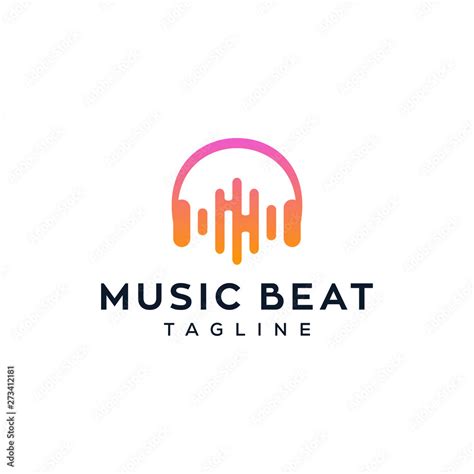 electro music beat / headphone vector logo design Stock Vector | Adobe ...