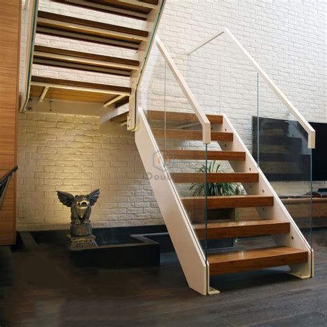 Modern Wooden Stairs Glass Handrail/Railing U-Shape Wood Staircase - China Wooden Stairs and ...