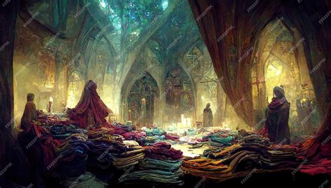 Premium Photo | Fantasy interior of a castle full of sheets and fabrics ...