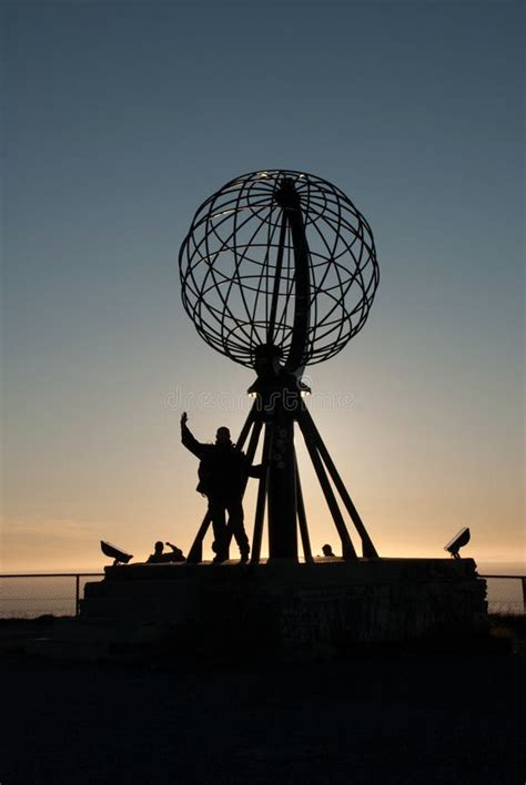 Nordkapp. Globe Monument at North Cape, Norway. Midnight at Nordkapp Editorial Stock Photo ...