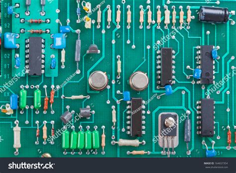 Detail Of An Electronic Printed Circuit Board With Many Electrical Components Stock Photo ...