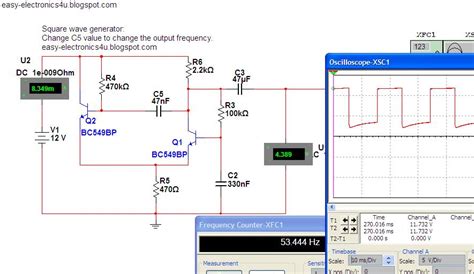 Simple Square wave Generator using transistors ~ Easy Electronics