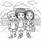 Child Going To School Coloring Page Stock Illustrations – 36  sketch template