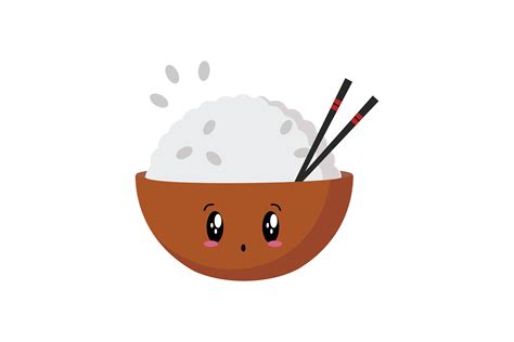 Kawaii Cute Rice Bowl Illustration Afbeelding door Soe Image · Creative Fabrica