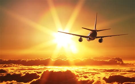 Wallpaper Airplane Passenger Airplanes Sun Flight Clouds 3840x2400