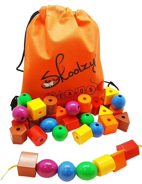 Lacing & Stringing Beads for Beginners, Toddler and Jumbo Stringing Beads Preschool – Skoolzy