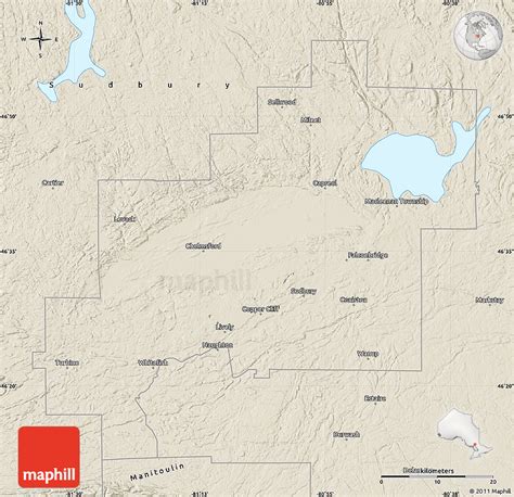 Shaded Relief Map of Greater Sudbury / Grand Sudbury