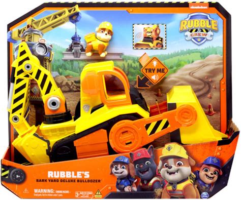 Paw Patrol Rubble Crew Rubbles Bark Yard Deluxe Bulldozer Vehicle ...